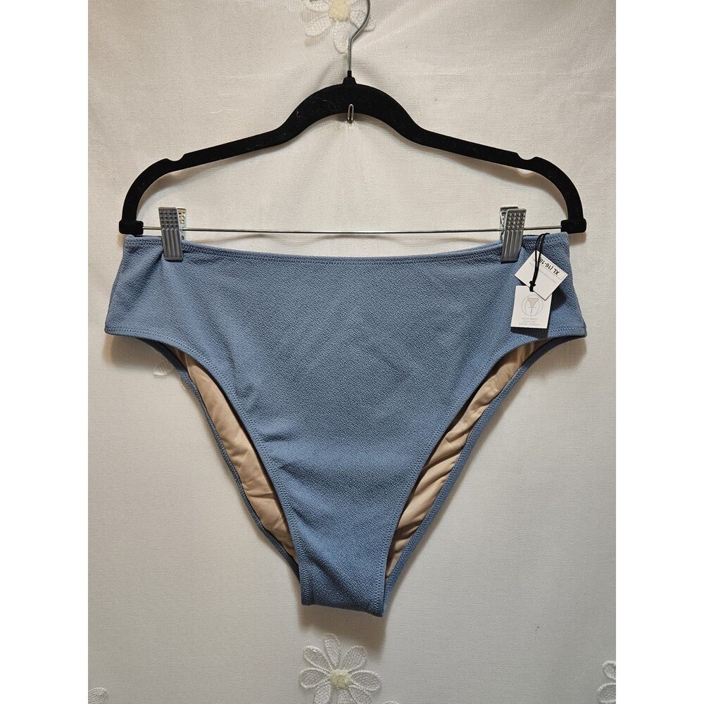 Shade & Shore NWT Womens XL 16-18 Blue Bikini High Waist High Leg Cheeky Summer